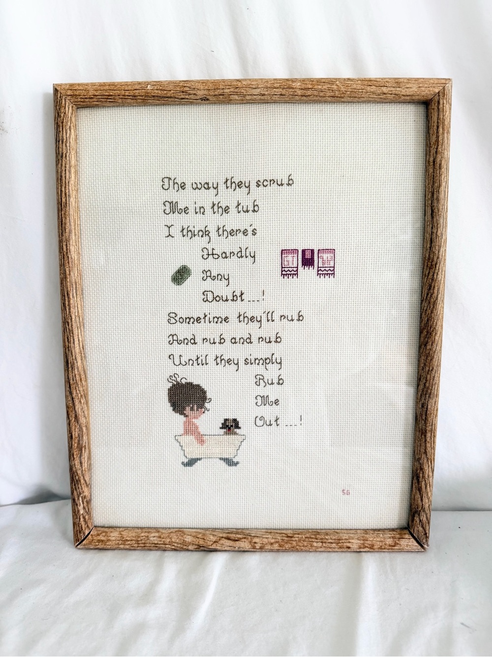 Vintage Cross Stitch Bathroom Poem
